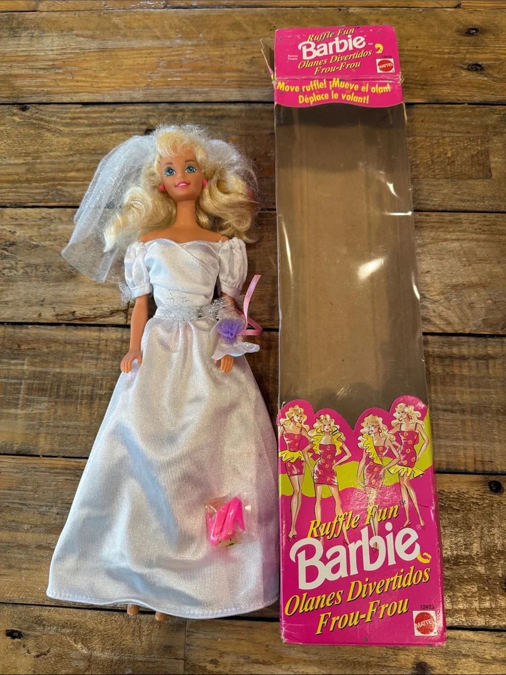 Barbie White Bridal Gown- Barbie Ruffle Fun Fun Bridal shower accessory